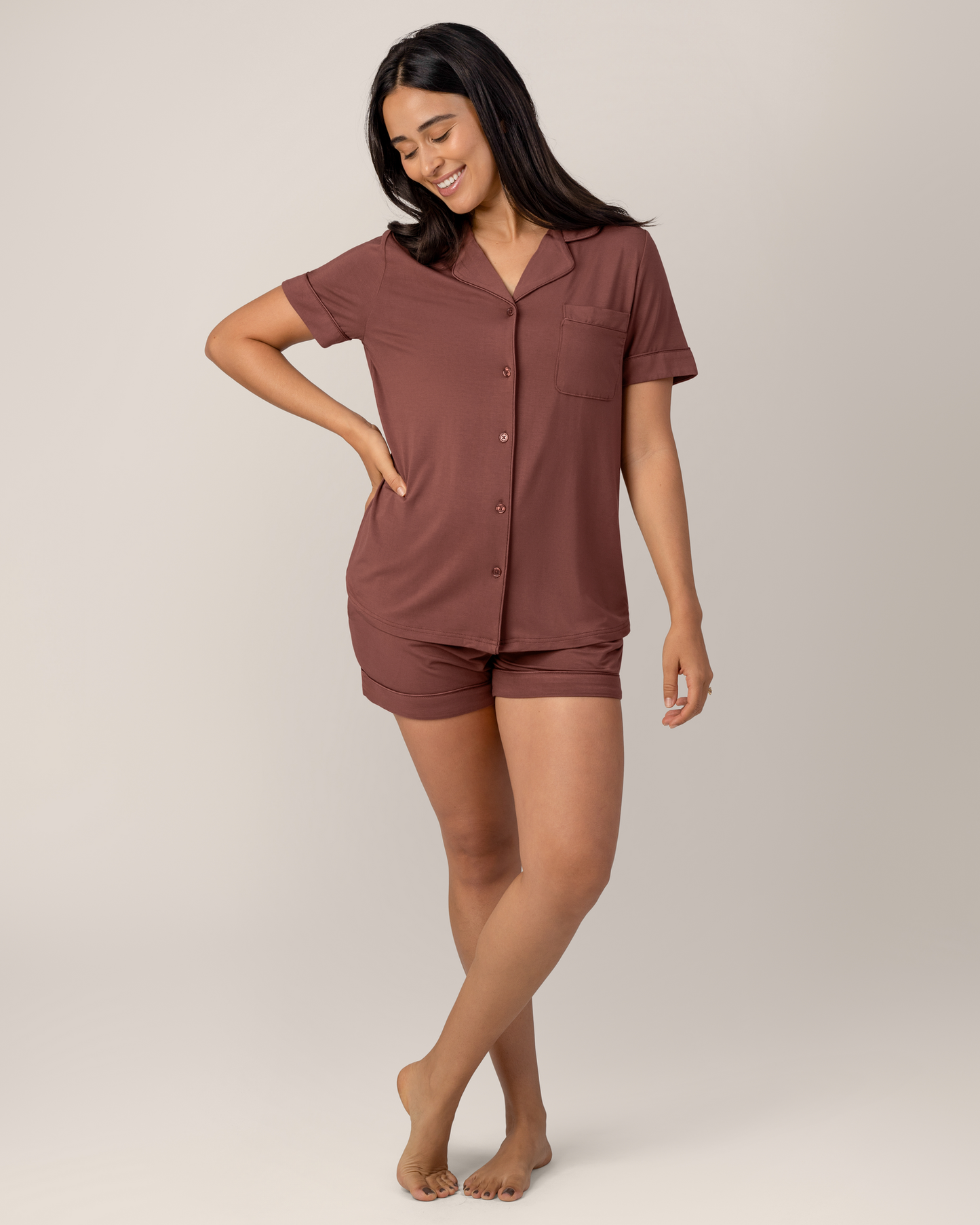 Bamboo Maternity & Postpartum Short Sleeve Pajama Set