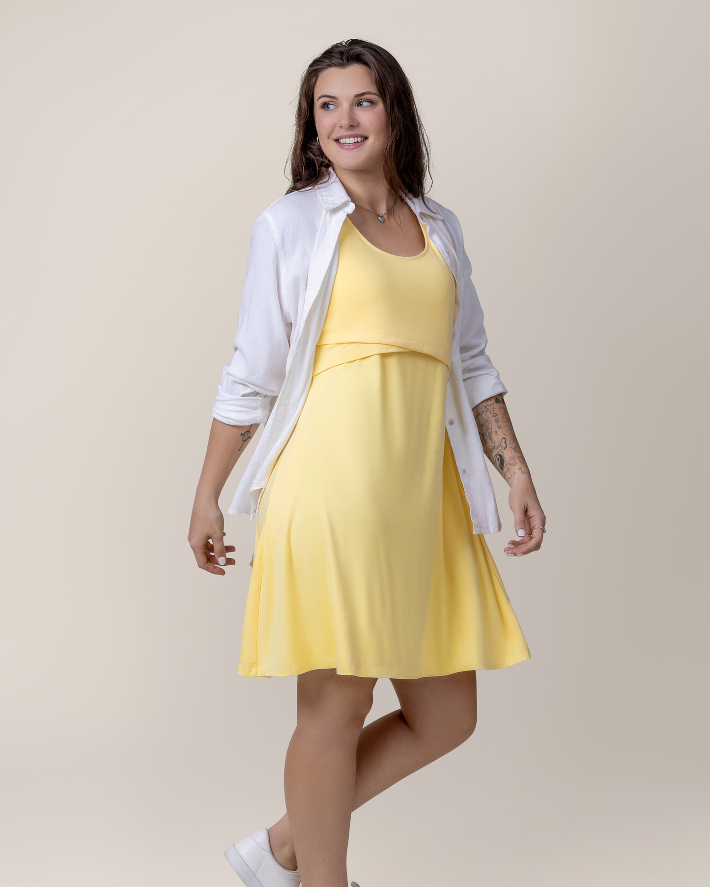 Crossover Nursing Dress | Butter Yellow