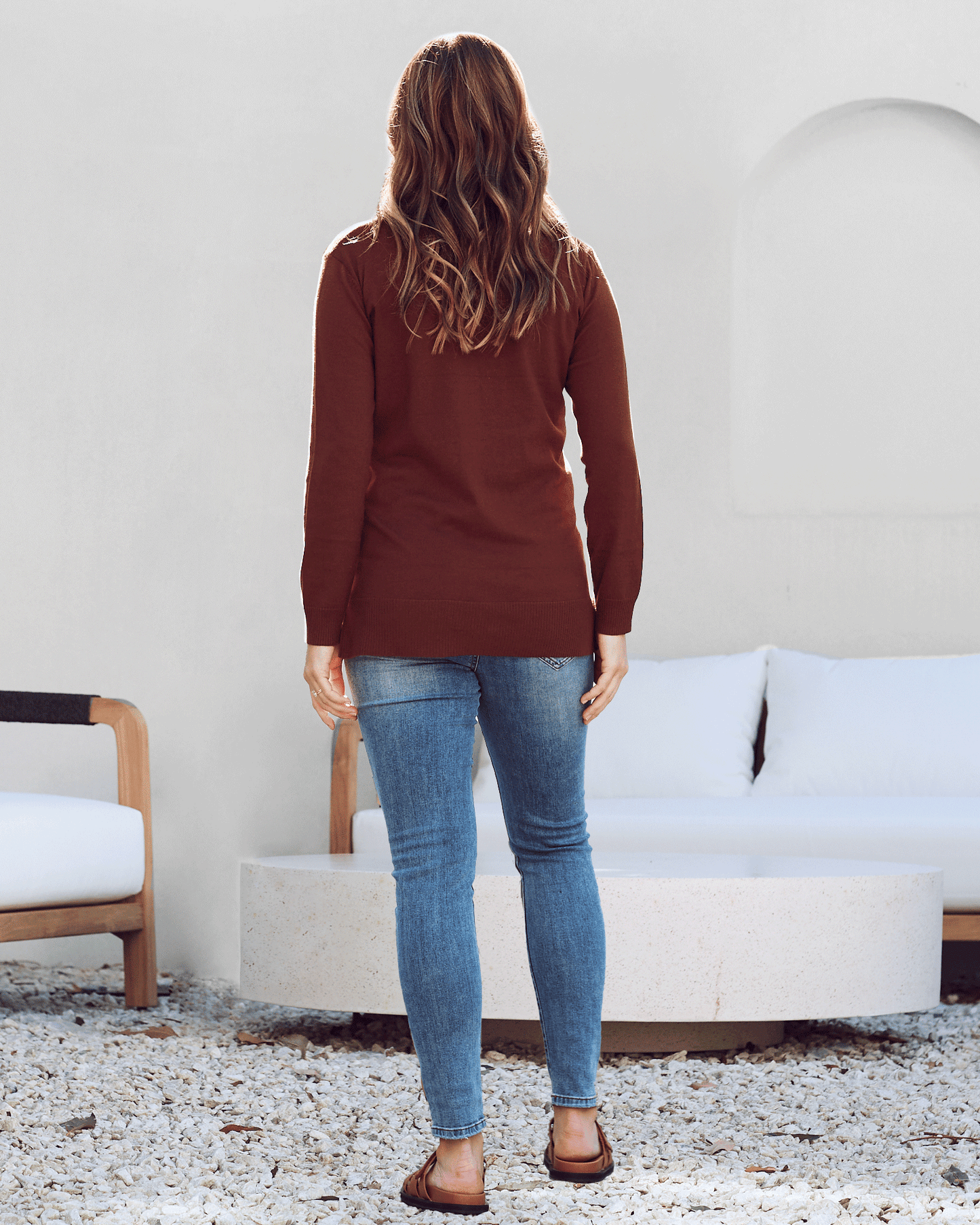 Maternity Polo Knit in Brown