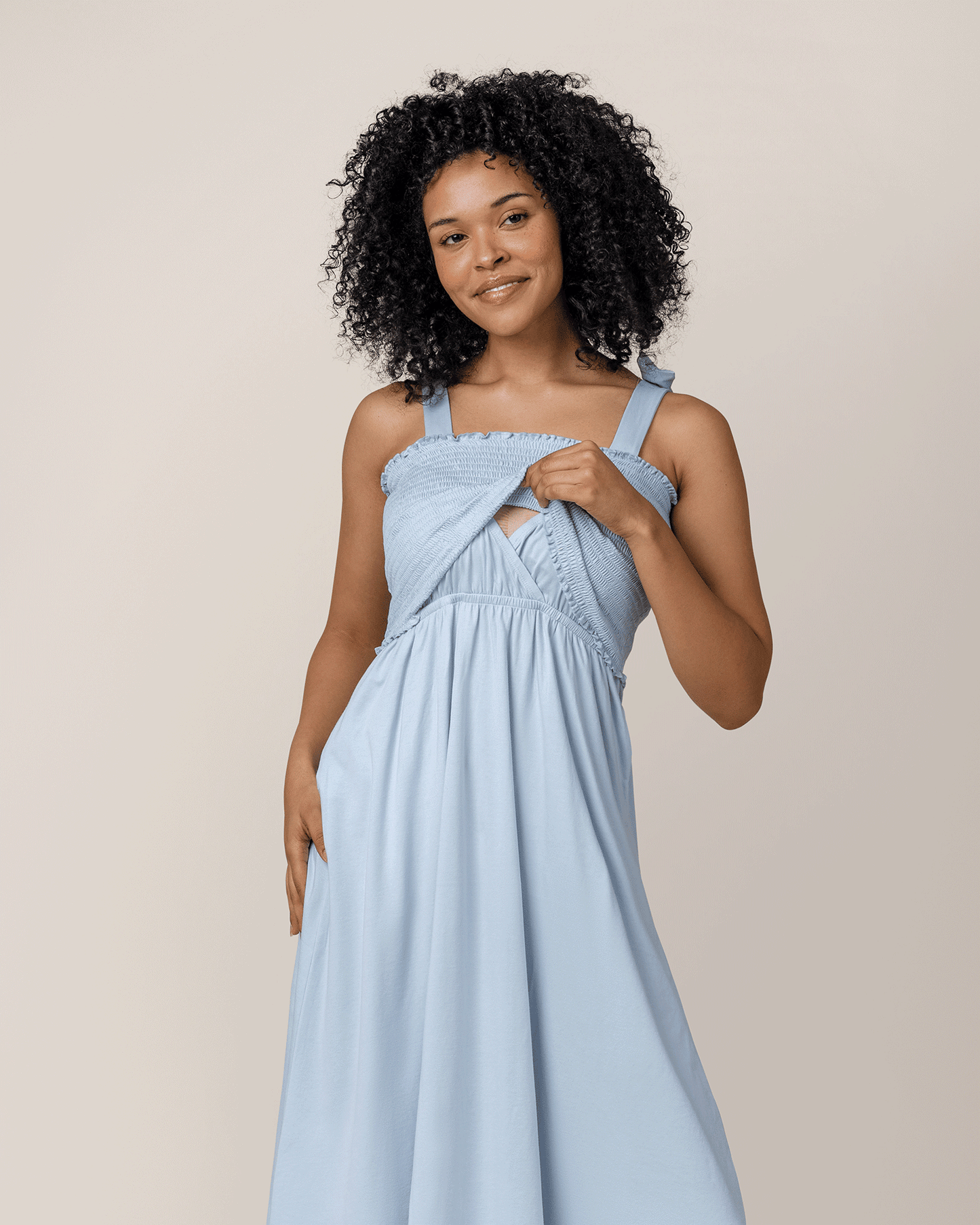 Smocked Maternity & Nursing Dress