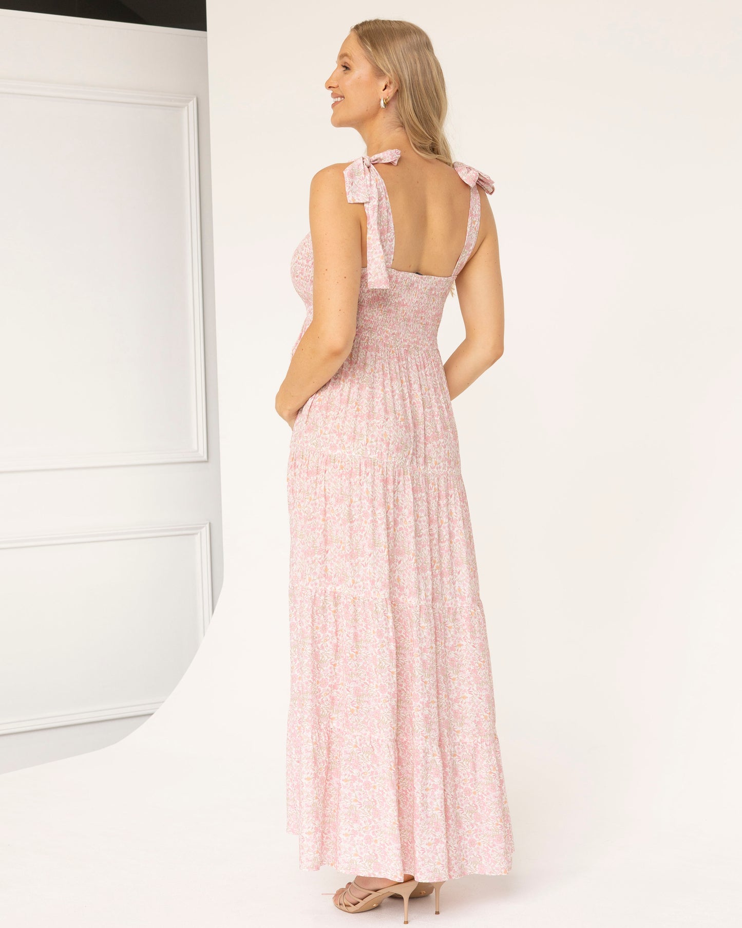 Pink Floral Maternity Dress
