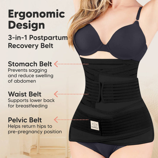 3 in 1 Postpartum Belt (Midnight Black,M/L)