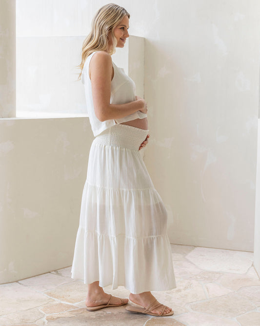 Ellie Maternity Shirred Maxi Skirt