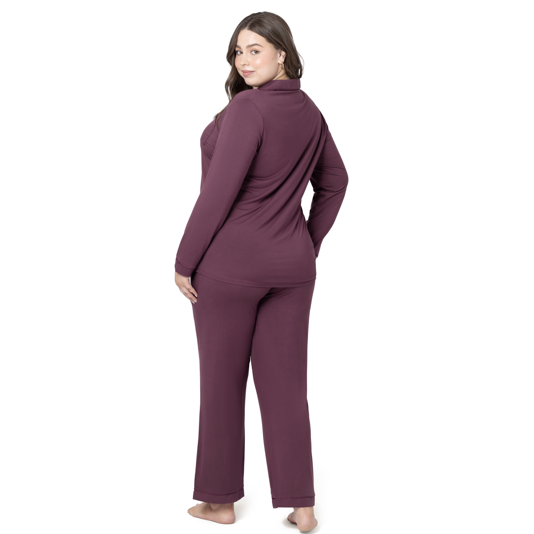 Clea Bamboo Classic Long Sleeve Maternity & Nursing Pajamas