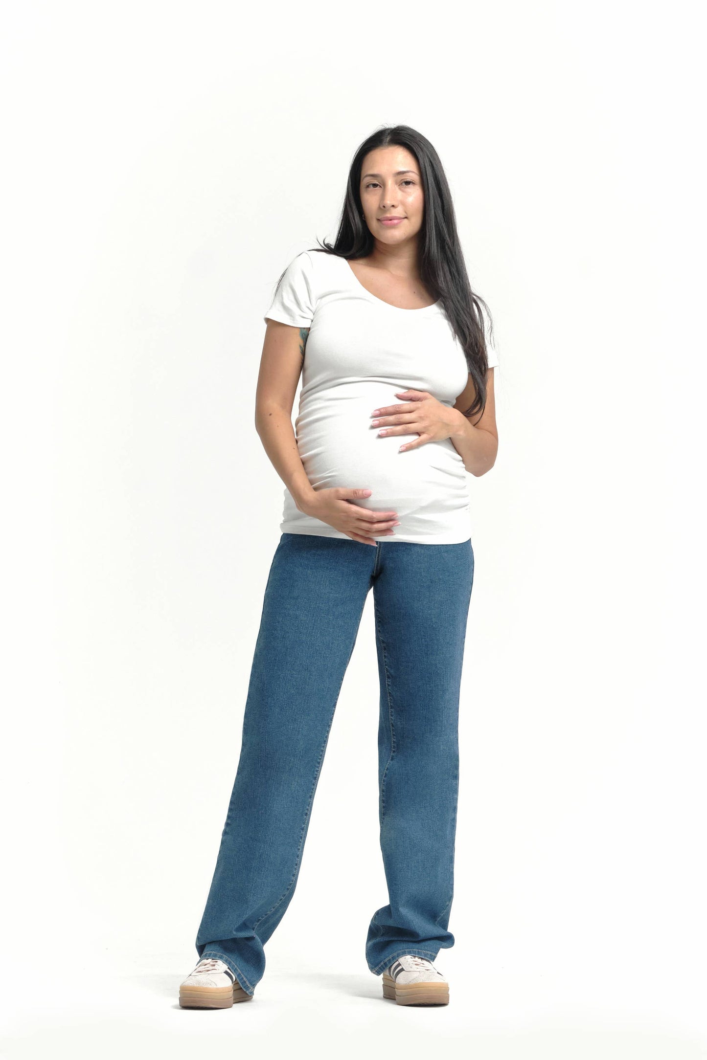 Maternity 34" Baggy Straight leg Jean w/ Bellyband in Iman