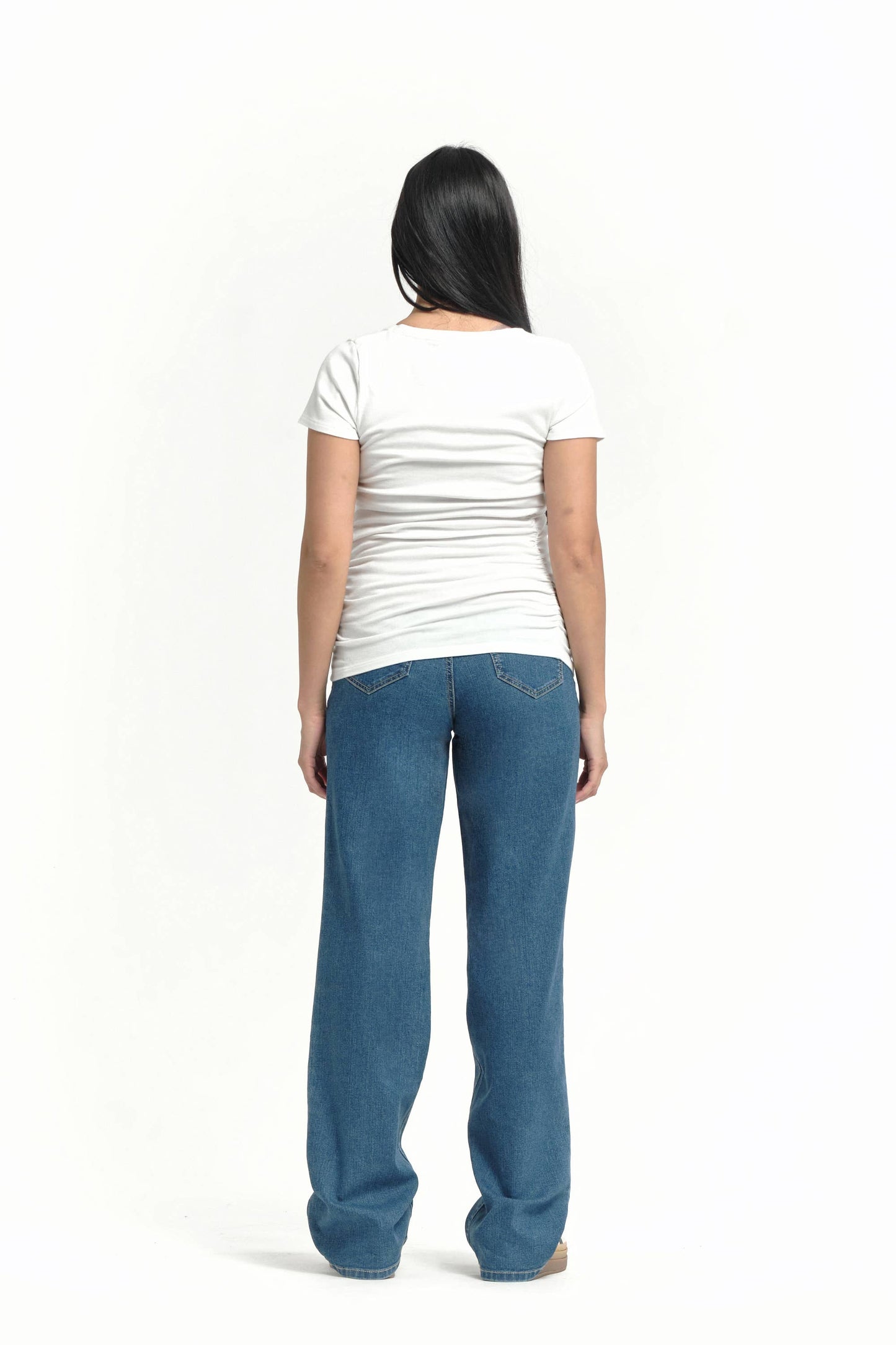 Maternity 34" Baggy Straight leg Jean w/ Bellyband in Iman