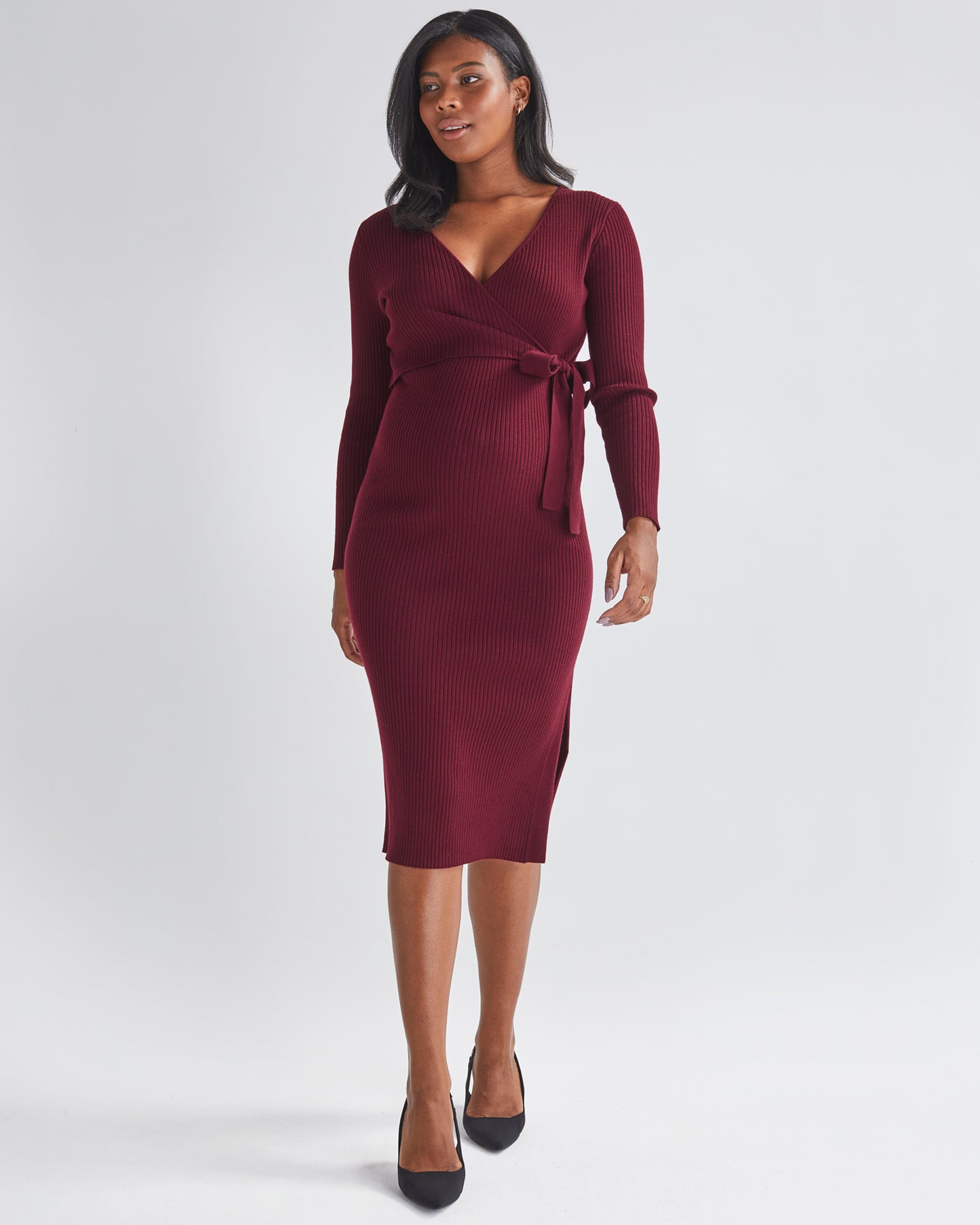 Wool Knit Maternity Midi Dress