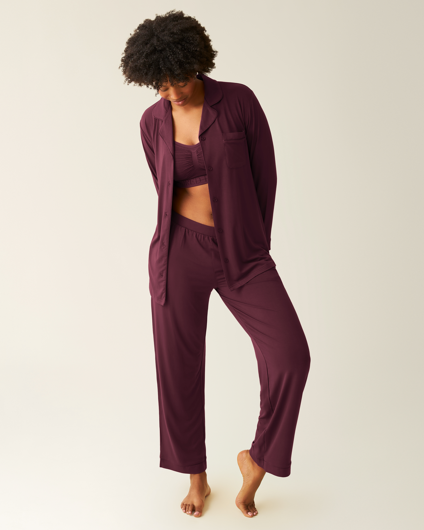 Clea Bamboo Classic Long Sleeve Maternity & Nursing Pajamas