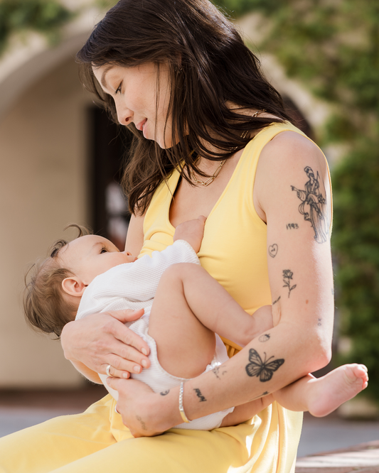 Crossover Nursing Dress | Butter Yellow