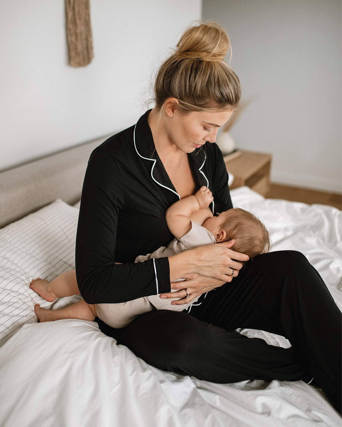 Clea Bamboo Classic Long Sleeve Maternity & Nursing Pajamas