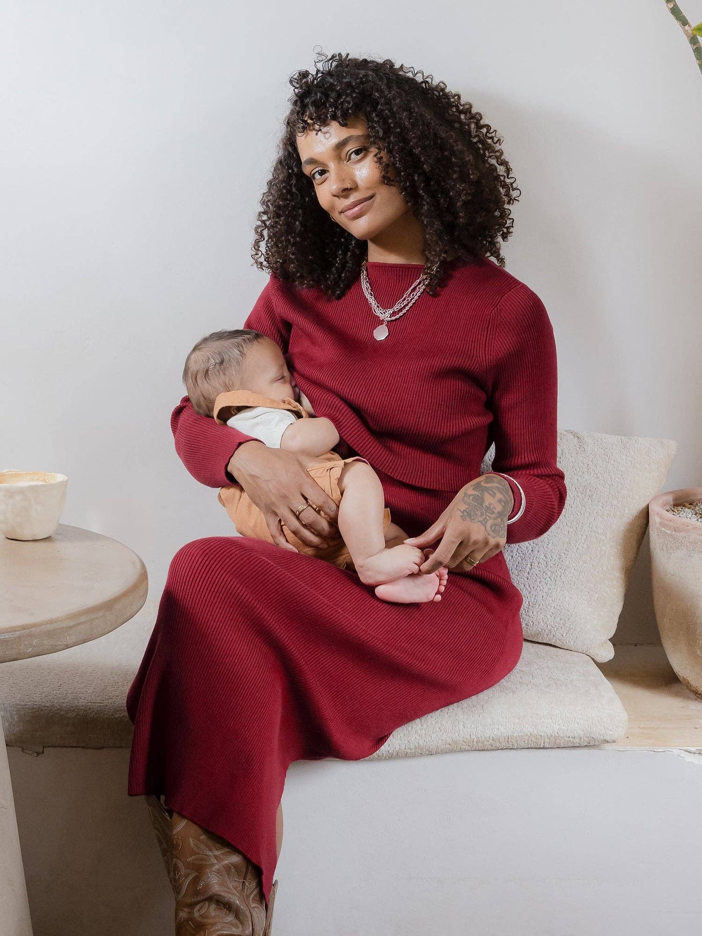 2-in-1 Maternity and Nursing Midi Dress