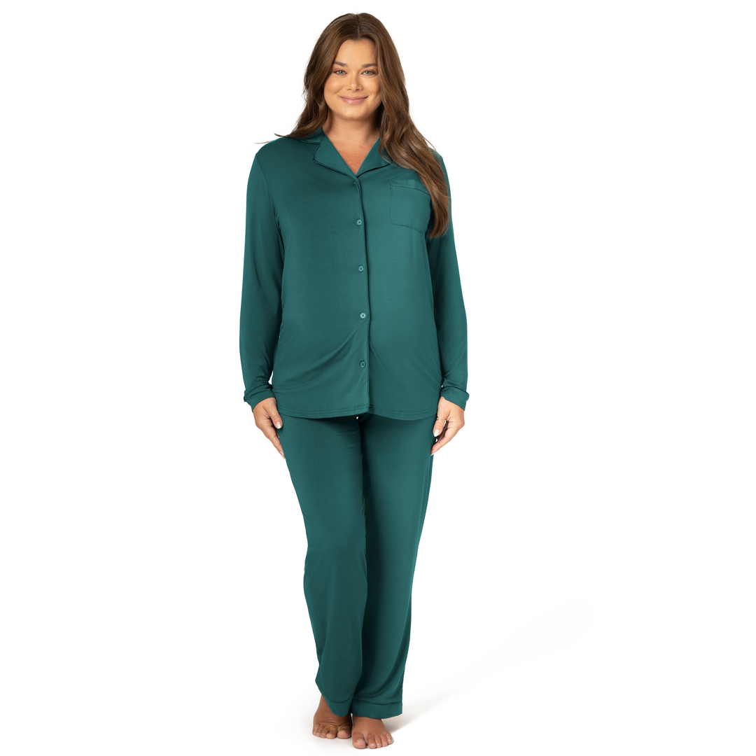 Clea Bamboo Classic Long Sleeve Maternity & Nursing Pajamas
