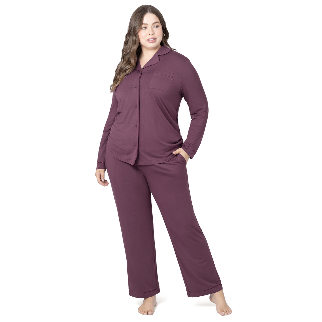 Clea Bamboo Classic Long Sleeve Maternity & Nursing Pajamas