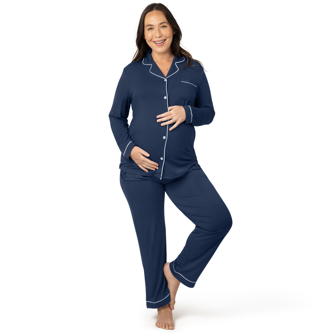 Clea Bamboo Classic Long Sleeve Maternity & Nursing Pajamas