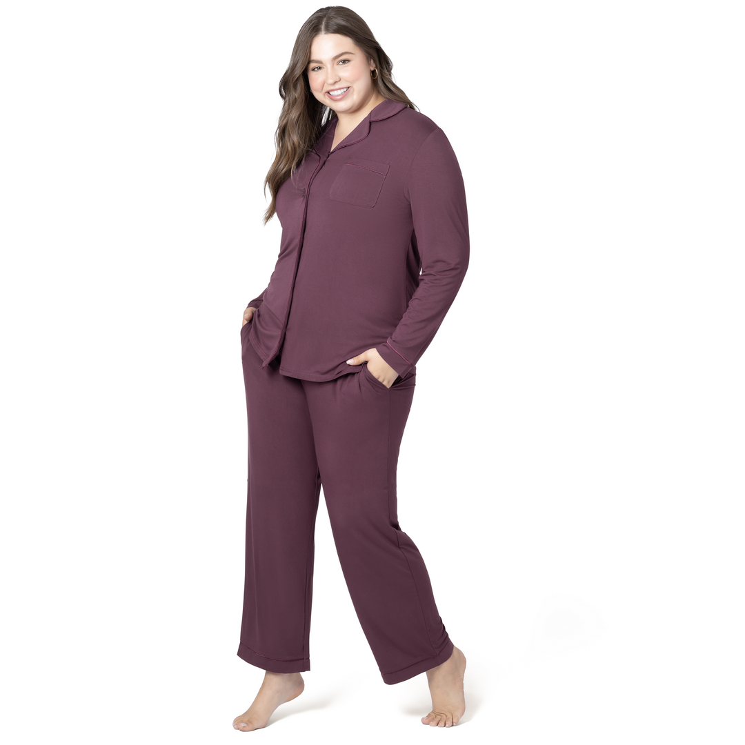 Clea Bamboo Classic Long Sleeve Maternity & Nursing Pajamas