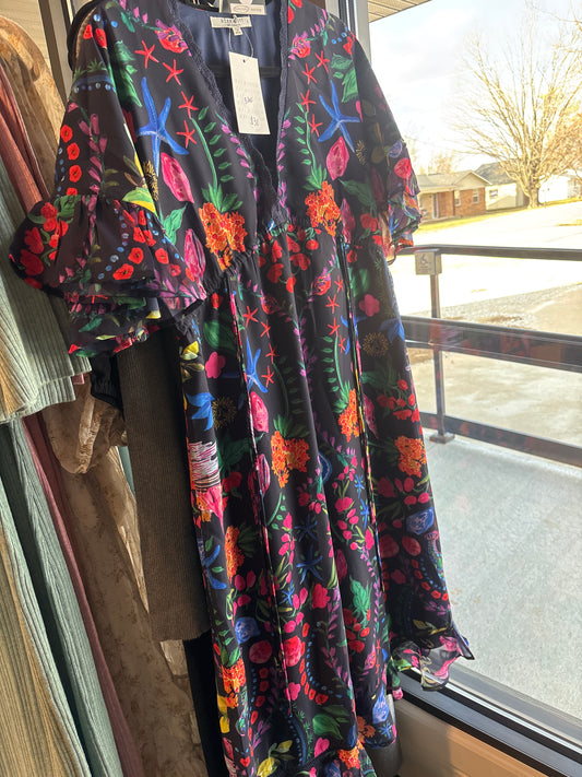 Hope + Ivy Small Blue Floral Maternity Dress