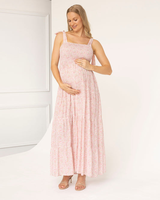 Pink Floral Maternity Dress