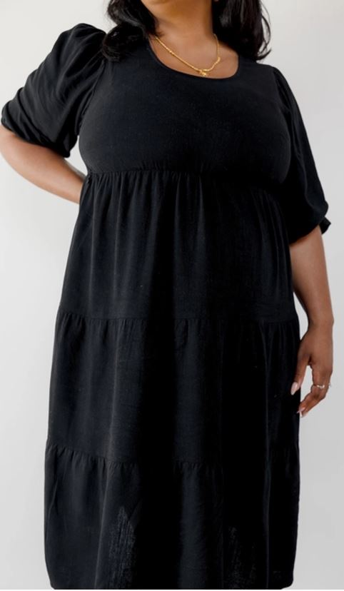 Tiered Breastfeeding Dress - Black