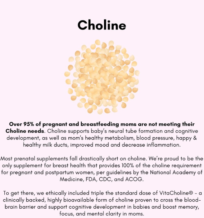 BreastHealth+ Pregnancy & Breastfeeding Probiotic with Choline and Prebiotics for Clogged Ducts & Mastitis