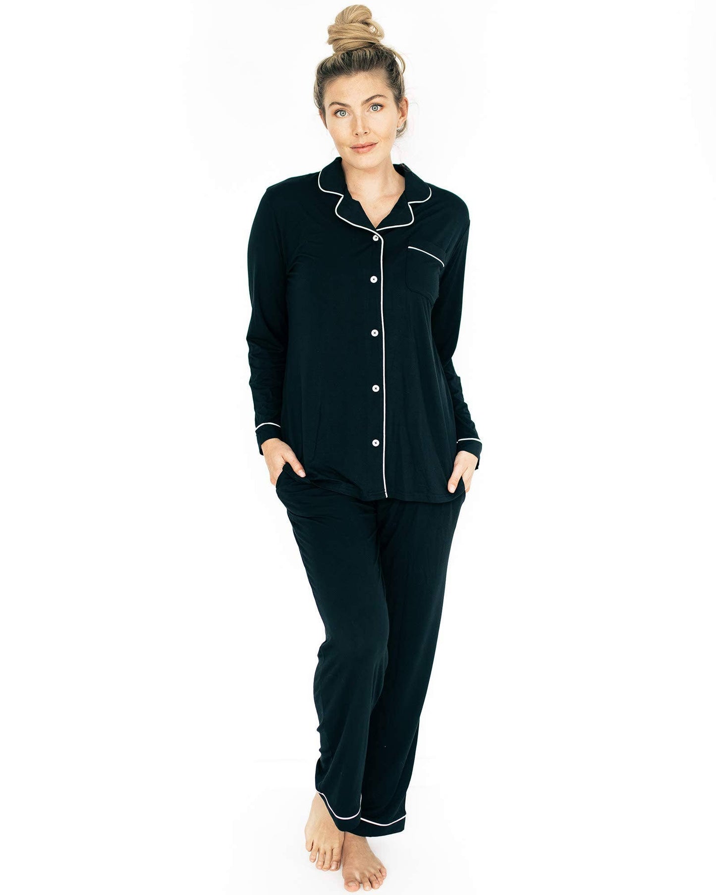 Clea Bamboo Classic Long Sleeve Maternity & Nursing Pajamas