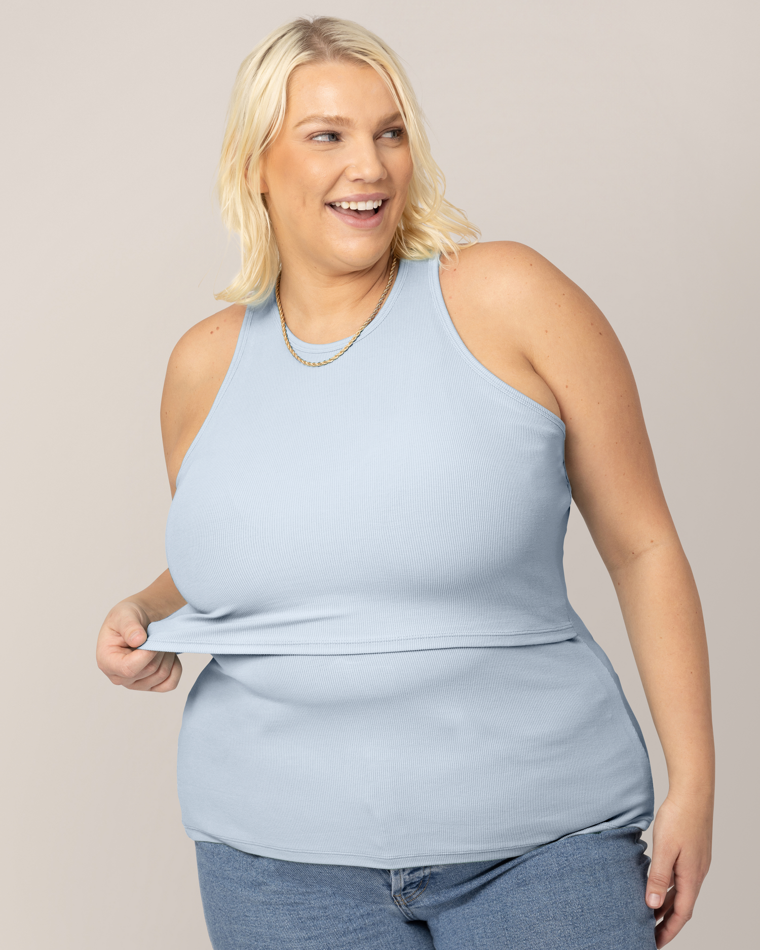 Ribbed Bamboo Racerback Nursing Tank- Spring Colors 1X French Blue