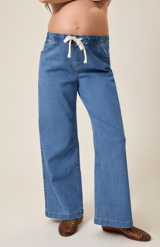 Drawstring Wide Leg Maternity & Postpartum Jean