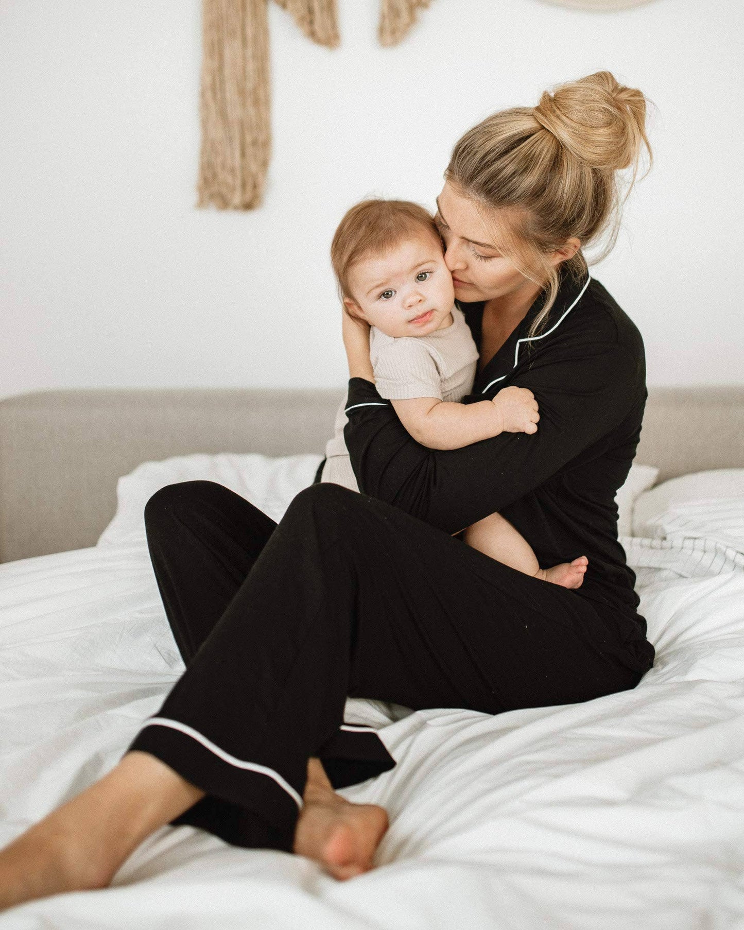 Clea Bamboo Classic Long Sleeve Maternity & Nursing Pajamas
