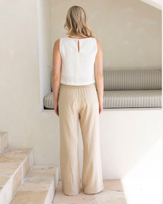 Blanche Maternity Herringbone Linen Pants – Ivory