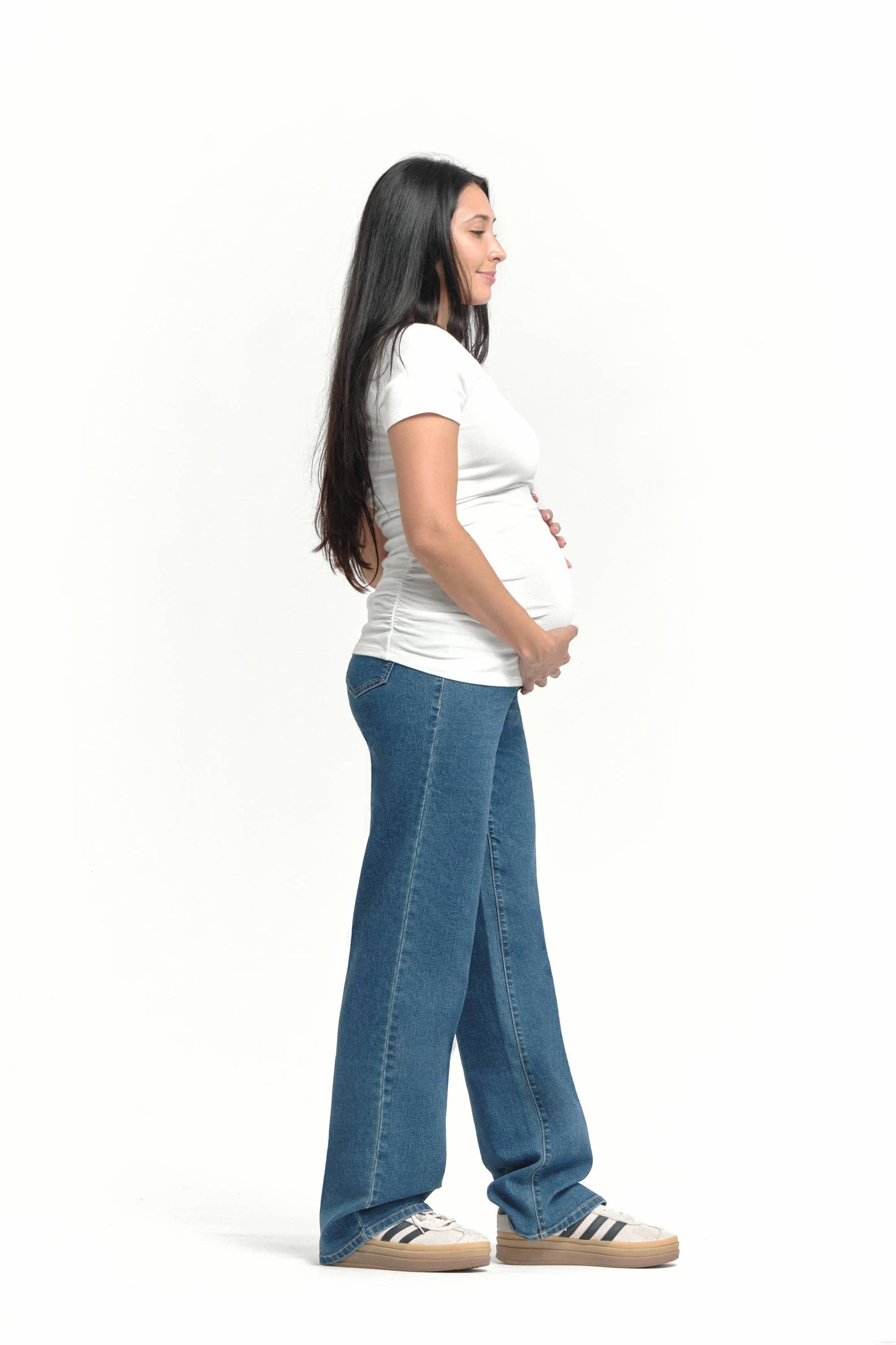 Maternity 34" Baggy Straight leg Jean w/ Bellyband in Iman