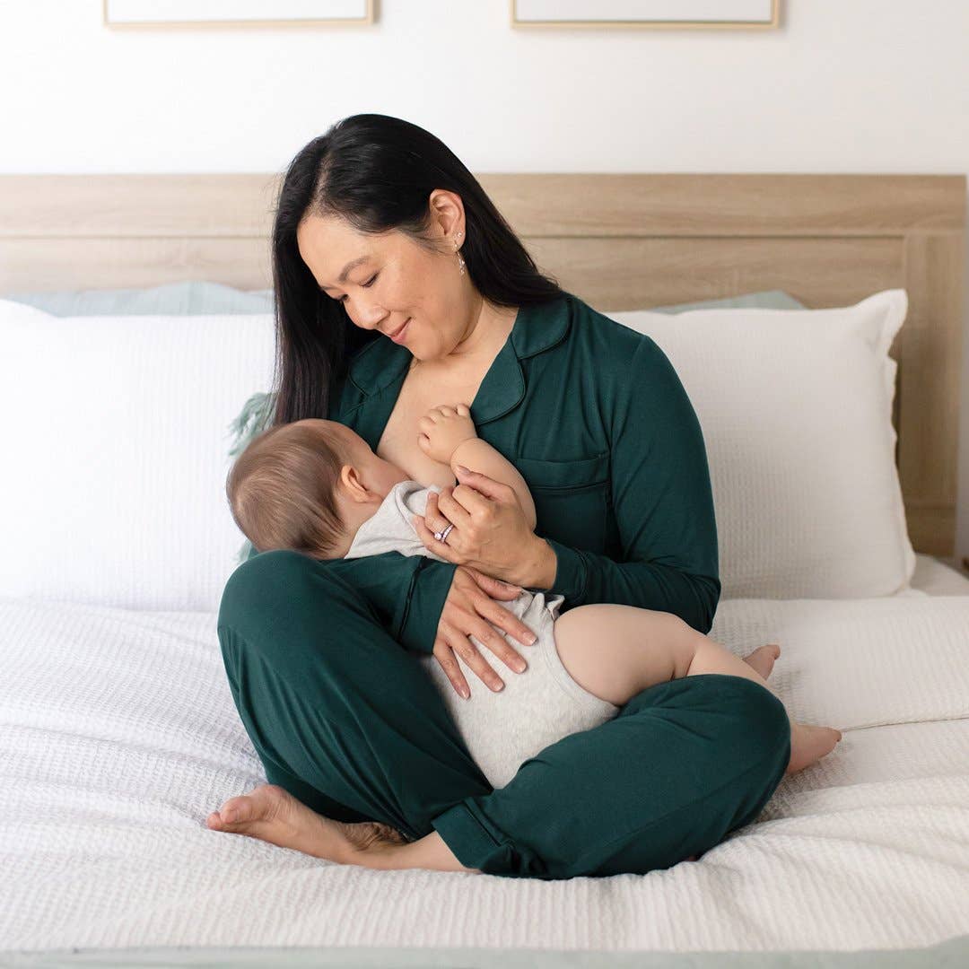 Clea Bamboo Classic Long Sleeve Maternity & Nursing Pajamas