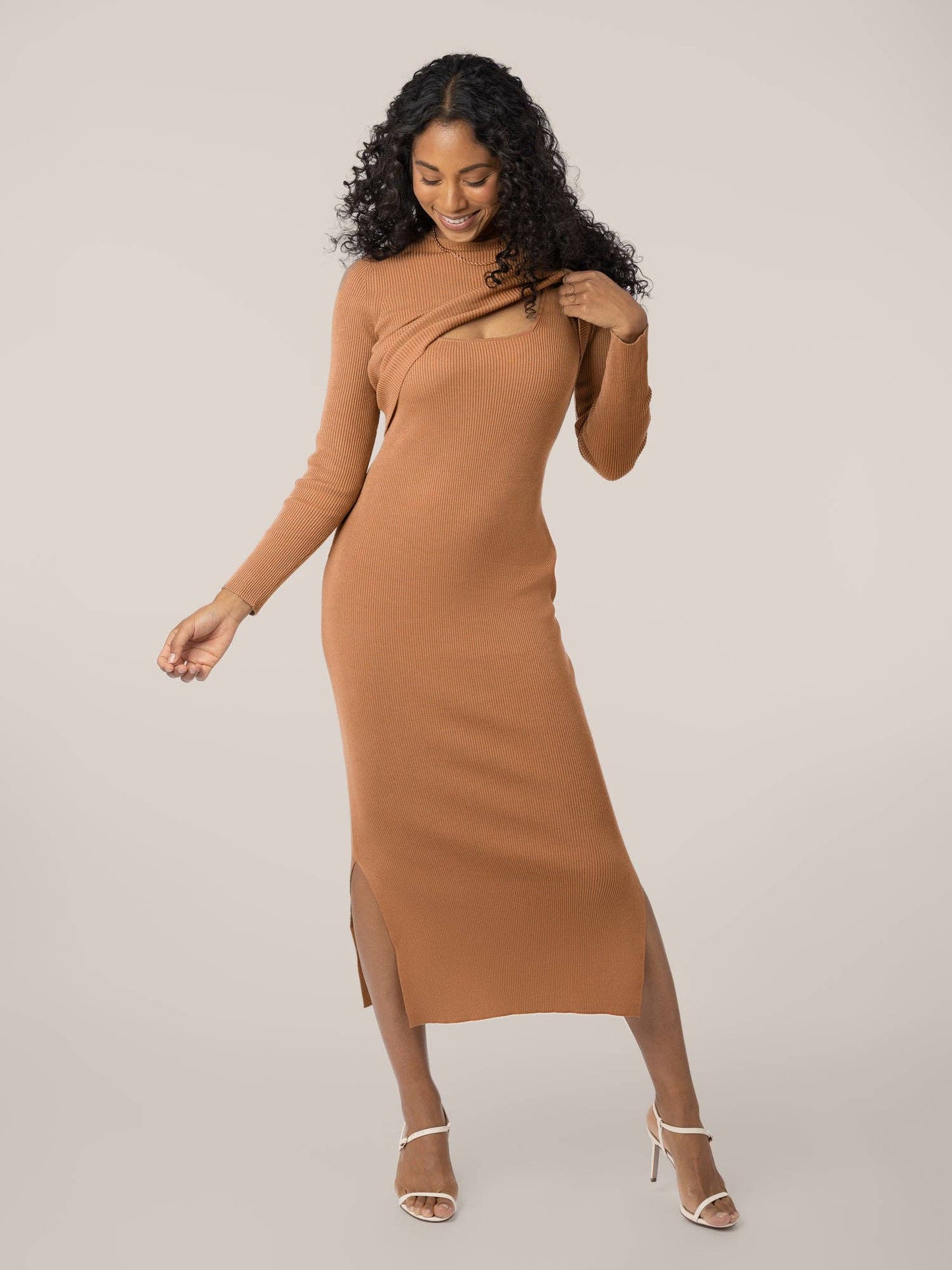 2-in-1 Maternity and Nursing Midi Dress