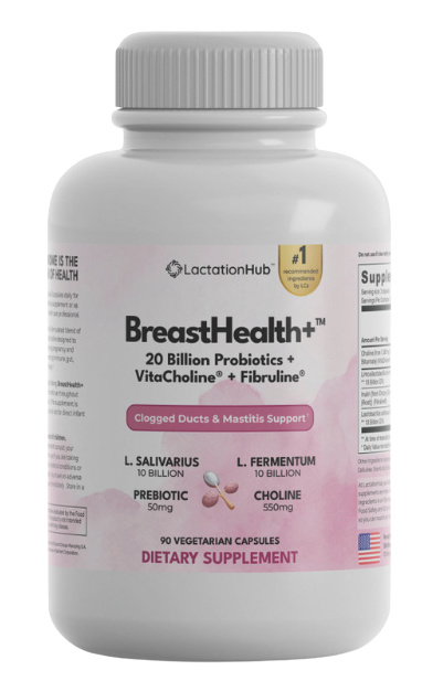 BreastHealth+ Pregnancy & Breastfeeding Probiotic with Choline and Prebiotics for Clogged Ducts & Mastitis