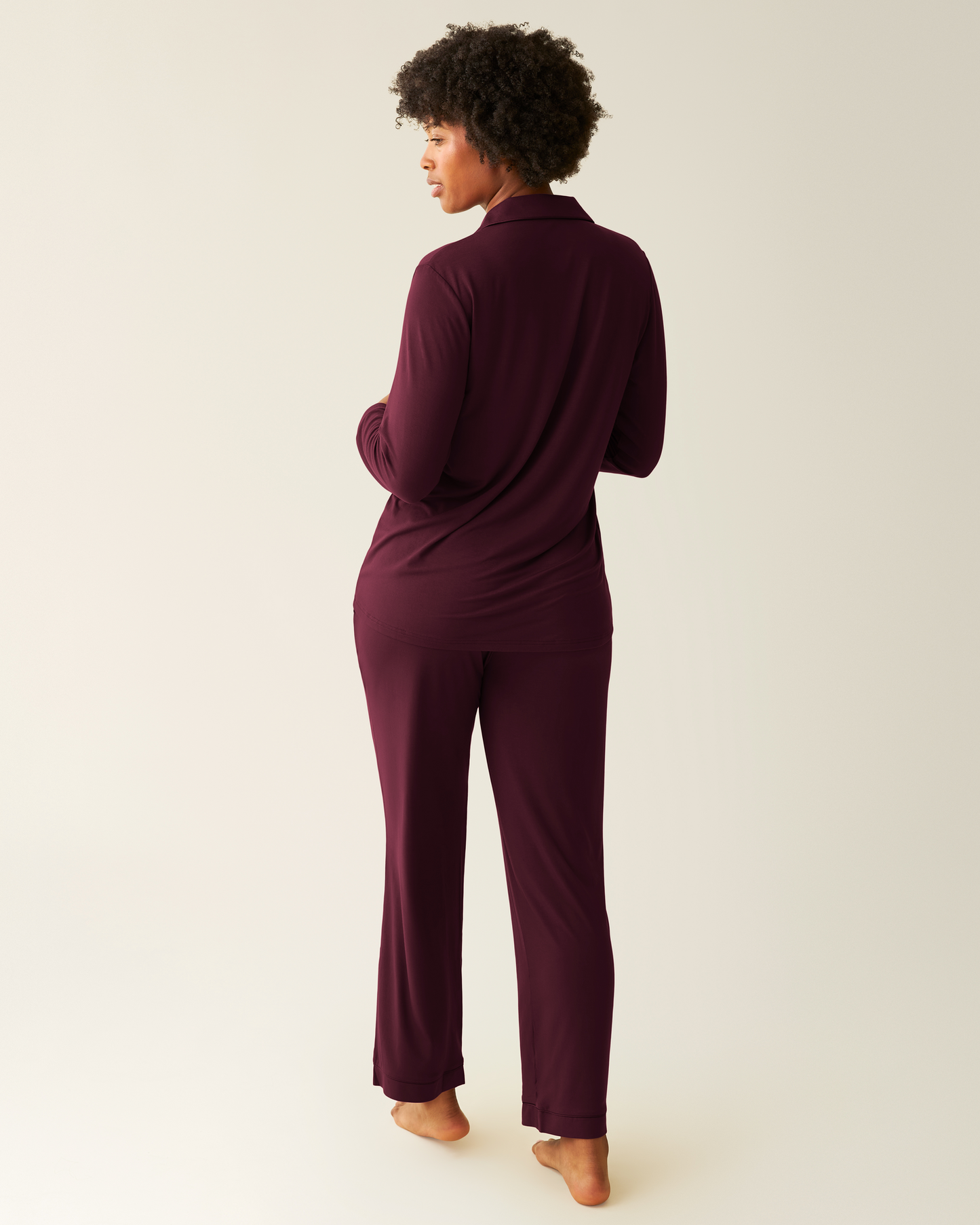 Clea Bamboo Classic Long Sleeve Maternity & Nursing Pajamas