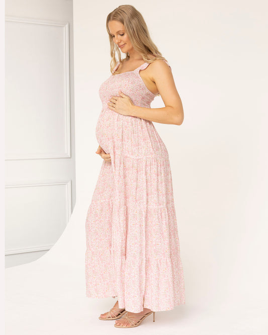 Pink Floral Maternity Dress