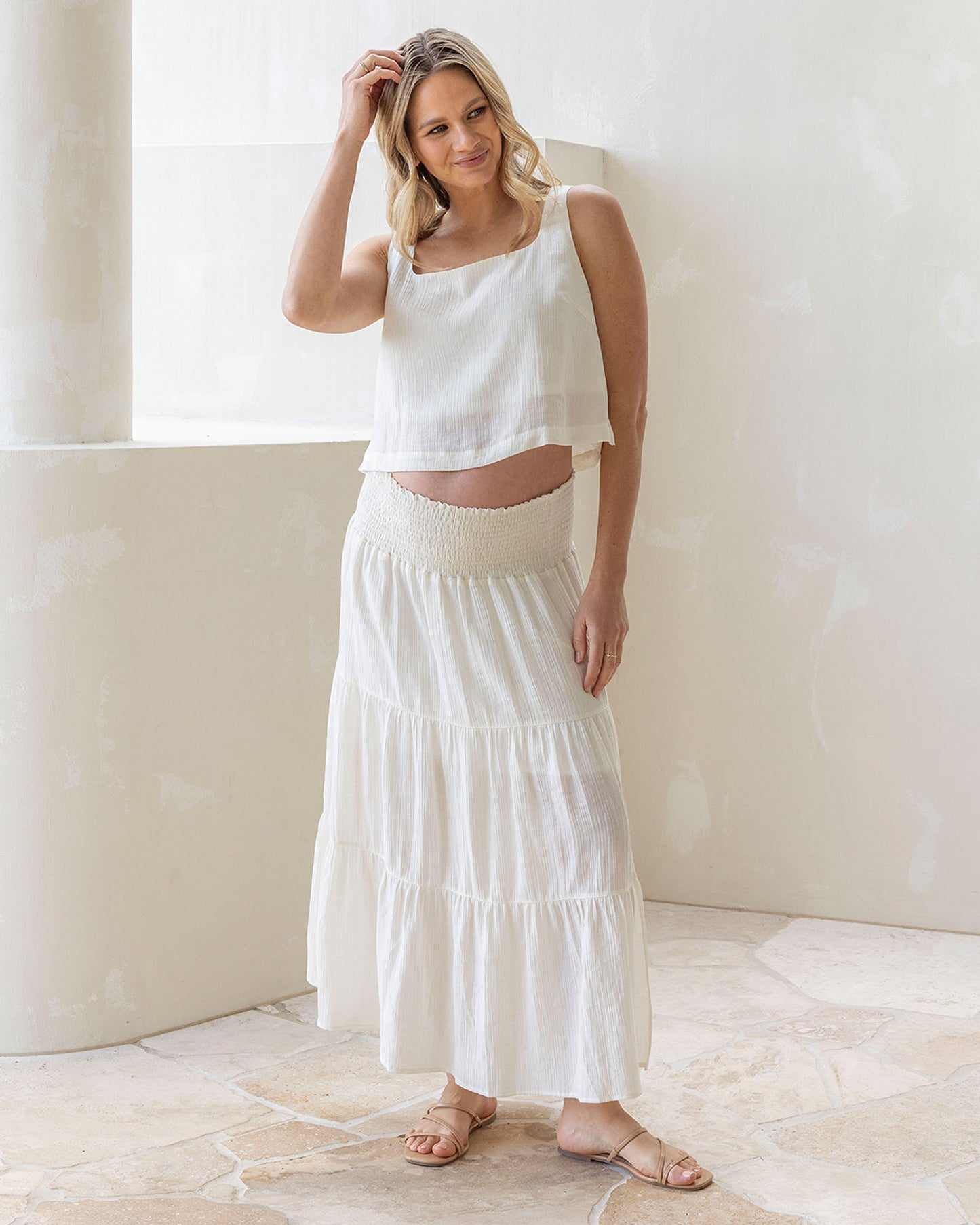 Ellie Maternity Shirred Maxi Skirt