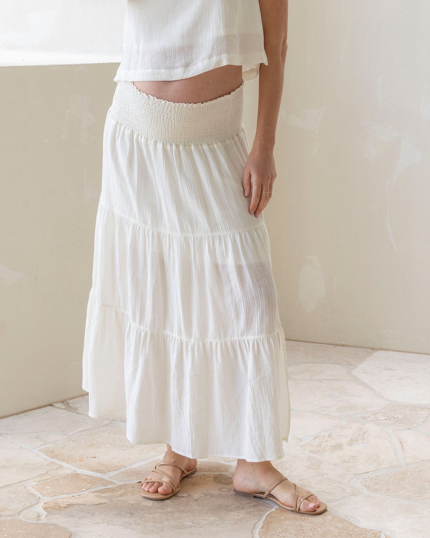 Ellie Maternity Shirred Maxi Skirt