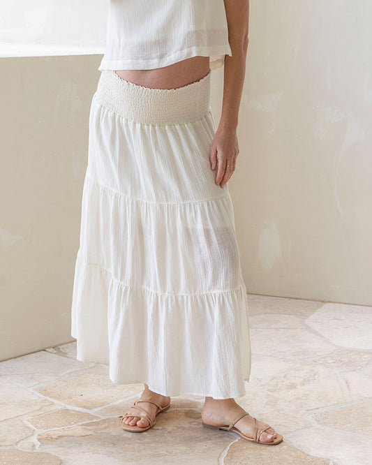 Ellie Maternity Shirred Maxi Skirt